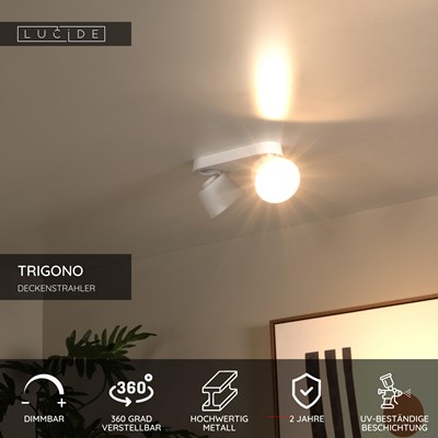 Lucide TRIGONO - Deckenstrahler - 2xGU10 - Weiß